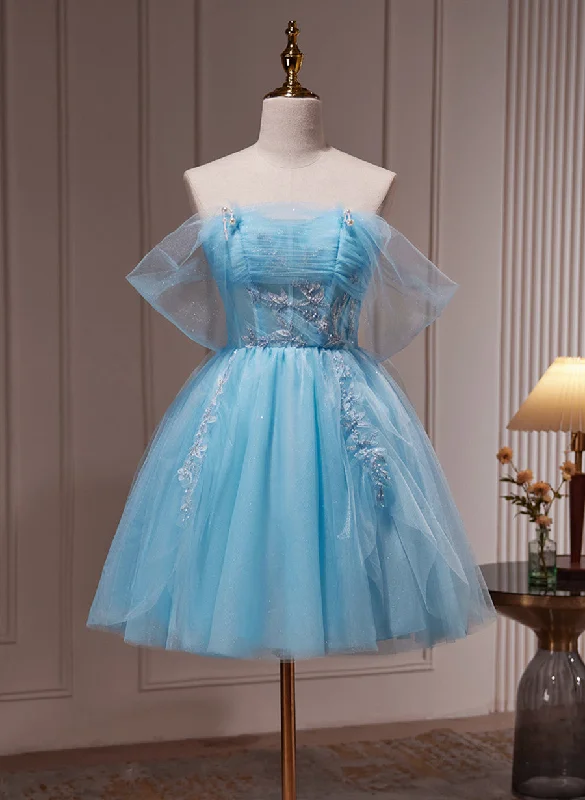 women's retro dressesLight Blue Beaded Sweetheart Tulle Lace-up Party Dress, Blue Short Homecoming Dress women's retro dressesLight Blue Beaded Sweetheart Tulle Lace-up Party Dress, Blue Short Homecoming Dress