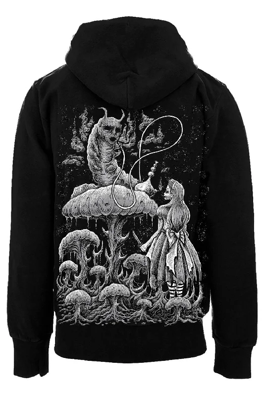 Thermal and Moisture-Wicking Men's SportswearAlice and the Caterpillar Hoodie [Zipper or Pullover]