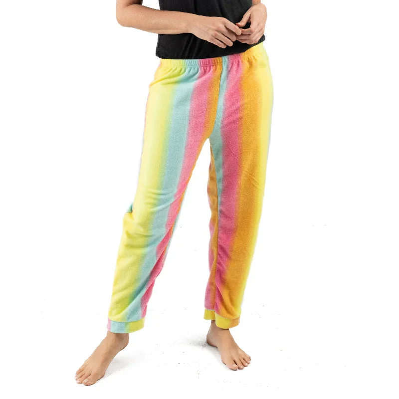 Womens Fleece Pajama Pants Rainbow